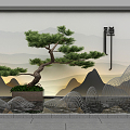 New Chinese style landscape sketch pine metal rockery waterscape 3d model