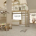 Stylish Modern Clothing Store Interior With Clothing Racks Tables Chairs And Theme Displays