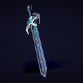 Detailed Fantasy Sword with Glowing Runes Intricate Hilt and Metallic Texture Design