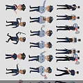 Cartoon Police Officer Character Charms With Various Poses And Equipment Collection
