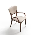 Modern Single Chair Featuring Light Colored Seat Backrest And Dark Wooden Armrests Frame