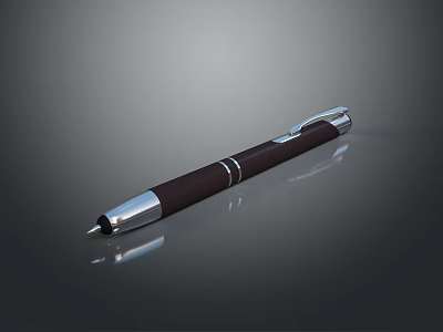 Elegant Brown And Silver Pen With Smooth Grip For Daily Writing Needs 3d model