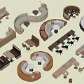 Modern Casual Sofa Sets With Curved Shapes Wooden Frames And Coffee Tables