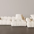 White Modular Sectional Sofa with Plush Cushions in Modern Minimalist Interior 3d model