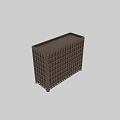 Wooden Storage Cabinet With Arch Shaped Holes Regular Arrangement And Rectangular Design 3d model