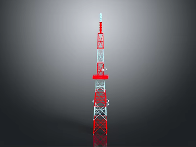 Red And White Steel Communication Tower Tall Industrial Equipment Structure 3d model