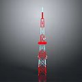 Red And White Steel Communication Tower Tall Industrial Equipment Structure