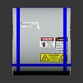 Silver Metal Coil Wrapped With Blue Tape And Product Labels For Industry Use