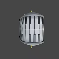 Gray Cartoon Fish with Piano Keys Mouth and Yellow Fins Musical Instruments Art Supplies