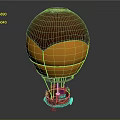 Amusement Ride Hot Air Balloon Brown And Yellow Spherical Design With Metal Support Base