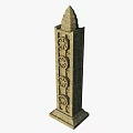 Ornate Stone Pillar With Carved Patterns Spire Top And Decorative Base