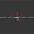 Red and White Twin Propeller Airplane with EAA Logo on Fuselage and Red Wing Tips