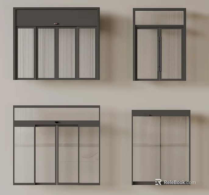 Modern Interior Glass Window Design With Black Frame And Minimalist Style 3d model 