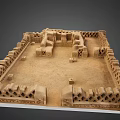 Ancient Architectural Model With Square Structure Lattice Railings And Divided Sections 3d model