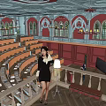 School Auditorium Interior Design With Stage Seats Chandeliers And Arched Windows