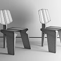 Modern Leisure Chairs With Gray Black Color Wooden Legs And Geometric Backrest Design