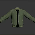Green Bomber Jacket With Long Sleeves And Zipper Closure In Casual Style