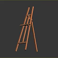 Stable Orange Wooden Easel Standing On Black Background For Art Painting Supplies