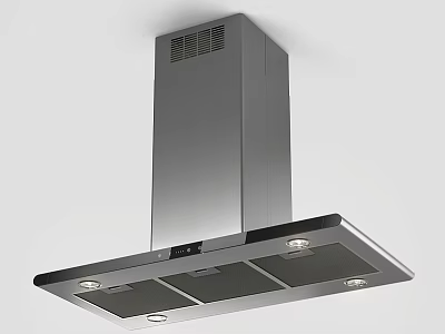 Modern Sleek Stainless Steel Range Hood With Built In Lights For Kitchen 3d model