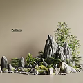 Natural Courtyard Garden Landscape Design With Rockery Bamboo Stones And Green Plants