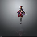 Child Wearing Red and Gold Costume with Purple Hair and Crown