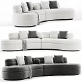 Cozy Modern Sectional Sofa In Light Gray And White With Pillows And Throw Blanket