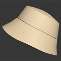 Beige Bucket Hat with Textured Brim on Gray Gradient Background and Reflection 3d model