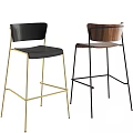 Contemporary Bar Stools With Black Leather Gold Frame And Wooden Seat Black Frame