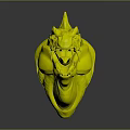 Blue Dragon Head With Spiked Crown Sharp Teeth Orange Mouth And Red Eyes