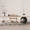 Tea table and chair combination 3d model