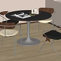 Modern Round Dining Table And Chairs Set With Metal Legs Books And Candles