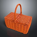 Practical Orange Woven Wicker Picnic Basket With Sturdy Handle For Daily Household Use