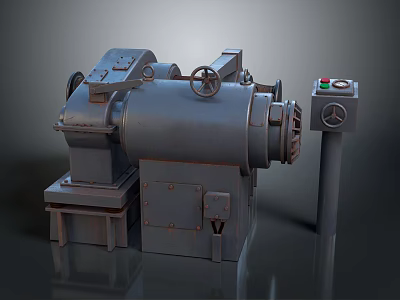 Heavy Duty Industrial Metal Equipment With Control Panel And Hand Wheel Structure 3d model