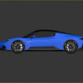 Blue Sports Car With White Stripes Black Roof And Modern Sporty Design