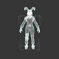 Cute Rabbit Ears Doll In Blue Onesie With Pink Knee Patches And Patterned Shoes