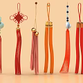 Various Colored Decorative Ornament Set With Tassels Knots Beads And Pendants For Home