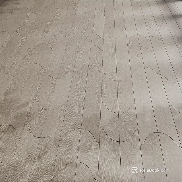 Wooden Floor With Wavy Pattern Design Light Wood Color And Clear Grain Texture 3d model 