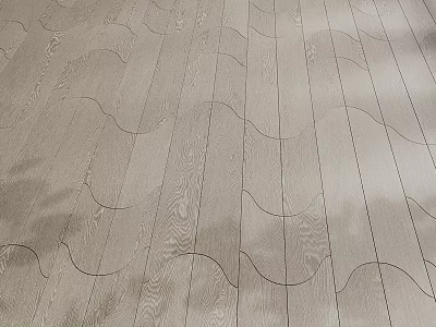 Wooden Floor With Wavy Pattern Design Light Wood Color And Clear Grain Texture 3d model