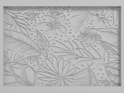 Decorative Background Wall With Intricate Floral Leaf And Plant Relief Patterns 3d model
