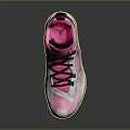 Pink And White Sporty Sneakers With Black Laces Blue Logo And Mesh Design