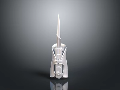 Modern Silver Sword with Sleek Stand and Reflection on Dark Background 3d model