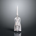 Modern Silver Sword with Sleek Stand and Reflection on Dark Background