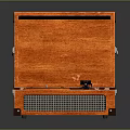 Open Wooden Record Player With Turntable Tonearm And Front Grill