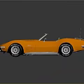 Orange Vintage Sports Car With Shiny Body Chrome Accents And Reflective Surface