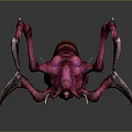 Fantasy Red Creature With Sharp Claws And Long Tentacles Design