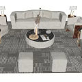 Elegant Modern Sofa and Coffee Table Set With Armchairs Decorative Rug and Accent Pieces 3d model