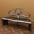 Modern Artistic Public Chair With Curved Metal Structure And Sculptural Backrest