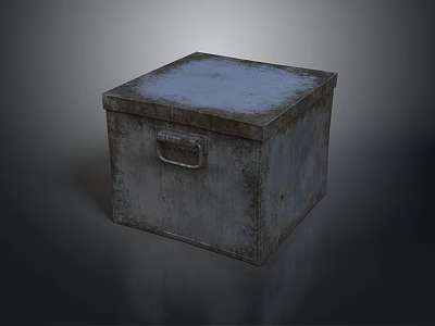 Vintage Rustic Metal Storage Box With Sturdy Handle For Practical Household Use 3d model