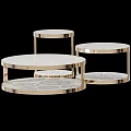 Elegant Modern Luxury Coffee Table Set With Gold Metal Frame And Patterned Marble Top 3d model