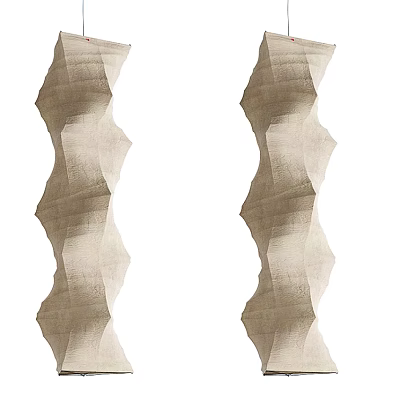 Wavy Beige Textured Paper Pendant Light Set of Two for Modern Home Interior 3d model